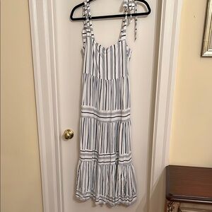 Petal & Pup Blue and White Striped Sleeveless Dress with Tie Shoulder Size 4